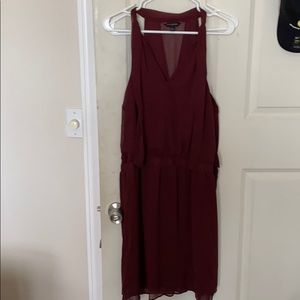 Burgundy V-neck Dress